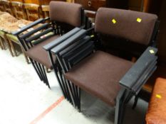 A set of eight stackable conference-type chairs