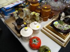 A set of Hornsea 'Saffron' provision containers together with novelty pickle jars etc