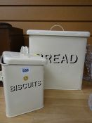 Two modern enamel kitchen containers