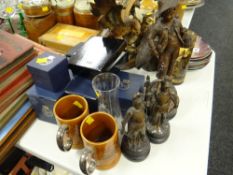 Three Spelter figures & sundry boxed paperweights etc