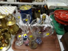 A Stuart Crystal glass jug, parcel of modern art glass, a commemorative Bell's old scotch whiskey