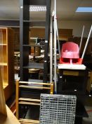 A parcel of IKEA black ash veneered furniture including computer desk, tall bookcase etc