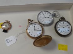A 9ct gold vintage wristwatch dial, an antique silver chronometer pocket watch & two further