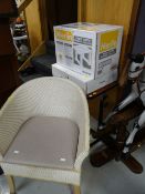 A loom-style commode chair, over bed table & other boxed home living aids