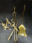 A parcel of fireside brassware