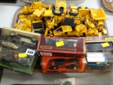 A parcel of loose yellow building site vehicles & sundry boxed classic cars
