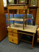 A Brynmawr Furniture co-operative oak three-drawer desk & a similar table (both distressed)