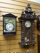 An antique painted dial clock together with a Vienna-style wall clock (A/F)