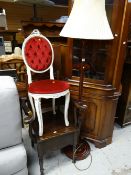 Parcel of items including a dark wood standard lamp, reproduction French-style salon chair & an