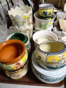 A collection of pottery planters