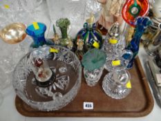 Sundry glass ornaments & a cut glass fruit bowl