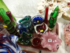 A parcel of art glass including dish & vases