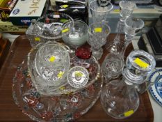 Cut glass vases, decanters etc
