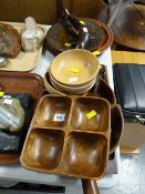 A parcel of hardwood table ware & decorative wooden plates etc