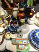 A quantity of mixed pottery, an 1887 Jubilee cut glass bowl & cover etc