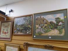 A commemorative 1981 Charles & Diana sampler together with two framed tapestries