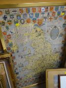 A large framed 'Historical Map of England & Wales'