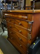 Early twentieth century mahogany veneered large chest of drawers, two short above three long