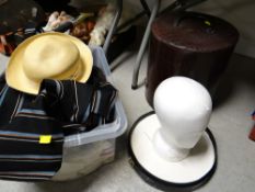 A child's public school blazer, sundry vintage clothes & a hat box etc