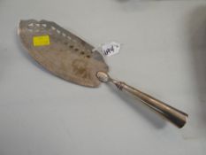 A Georgian silver Scottish fish slice with thistle hollow-work decoration
