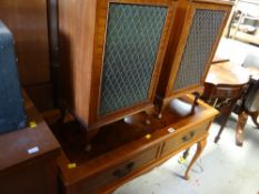A Dynatron hi-fi system with Garrard turntable containing a reproduction polished wood cabinet