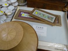 A parcel of exotic prints, two Rajasthan mosaic framed pictures etc