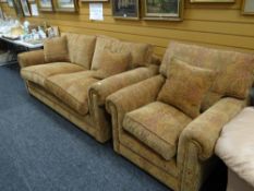 A Parker Knoll two-seater settee & matching armchair in paisley-type upholstery