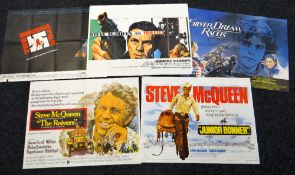 FIVE ORIGINAL UK CINEMA POSTERS titles include BULLITT, THE ODESSA FILE, SILVER DREAM RACER etc, pin