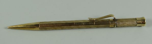 A SAMPSON & MORDAN 9ct GOLD EVER-POINT PENCIL, 15gms