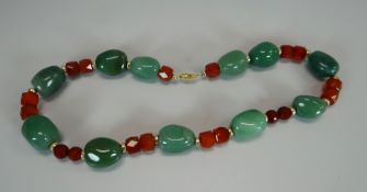 A JADE & CORNELIAN NECKLACE