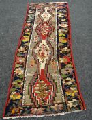 PERSIAN RUNNER multicoloured unique design, 95 x 260cms
