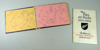 NEW ZEALAND AND SOUTH AFRICA AUTOGRAPHS an autograph book containing the players signatures from