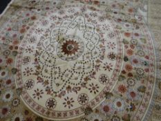 KASHMIR CARPET ivory ground with unique medallion design, 300 x 191cms