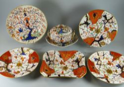 A FOUR-PIECE NINETEENTH CENTURY DERBY PORCELAIN DINNER-SERVICE with Imari type decoration,