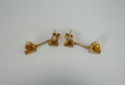 A PAIR OF MODERN SMOKY-QUARTZ EARRINGS