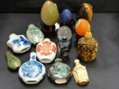 Quantity of Oriental snuff bottles, onyx eggs etc