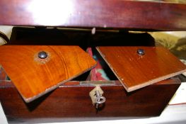 Mahogany tea caddy with key