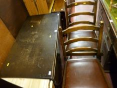 Oak gate leg dining table and four chairs with drop-in seat pads