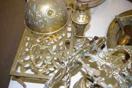 Brass kettle stand, brass hanging doorbell etc