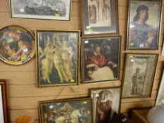 Large parcel of mainly religious themed prints, an IIlustrated London News engraving of Llandudno