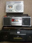 Hitachi twin cassette 3D Superwoofer ghetto blaster and two other radio cassette players