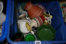 Tub of mainly pottery, glassware etc