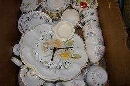 Box of mixed pottery and teaware including Colclough etc