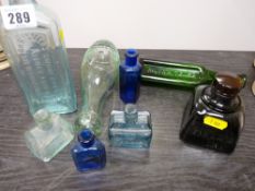 Parcel of vintage glassware including items for Dr Kilmuss, inkwells etc