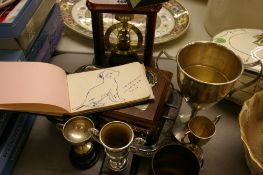 Quantity of assorted electroplate, mantel clock etc