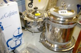 Electroplate ice bucket and a teapot