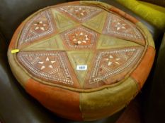 Vintage leather pouffe