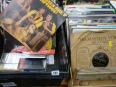 Two wooden crates of vintage LP records including Val Doonican, The Wurzels with signatures etc