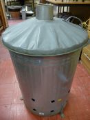 Galvanized incinerator with lid