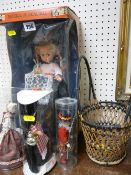 Three dolls in retail packaging - one the 'National Music Doll' by Mayfair Products etc